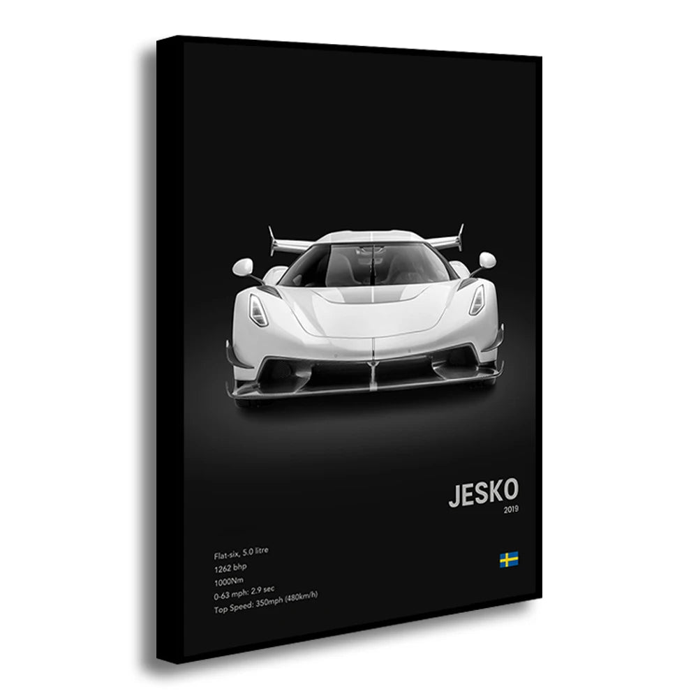 Famous Cars JESKO Canvas Wall Art Print Poster AGERA RS Decorative Mural Modern Home Decor Birthday Gift Unframed.