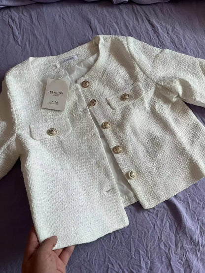 Frühling und Herbst Koreanische Mäntel Frauen Jacke Neue Französisch Wolle Tweed Mantel Mode High-end-Gold Taste Kurze Schlanke temperament