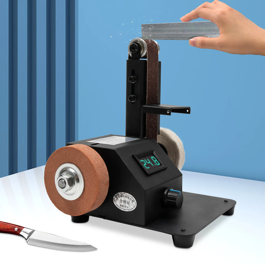 Elektrischer Mini-Bandschleifer zum Selbermachen, 350 W, für die Messerherstellung, Upgrade des Messerschärfs mit 10 Stück Schleifband