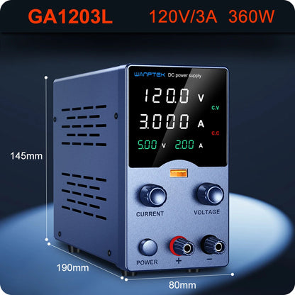 Wanptek Laboratory Power Supply 30V 5A 30V 10A 60V 5A 120V 3A  Adjustable with USB Output Display Lab Bench DC Power Supply.