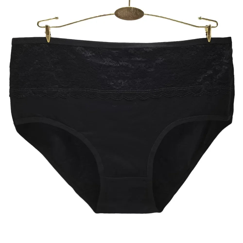 Cotton panties 2XL 3XL 4XL plus size briefs women Underwear high waist lingerie female intimate Transparent lace 3 pieces/lot.