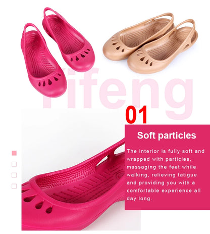 Certified Satihu Summer New Lightweight Anti Slip Hole Shoes  Clog For Women's Flat Bottom Sandals Nurse Outdoor Beach Jelly.