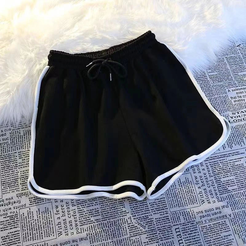 Striped Sports Shorts Women Korean Fashion Casual Mini Shorts Summer Simple Loose Wide Leg Shorts Ladies New.