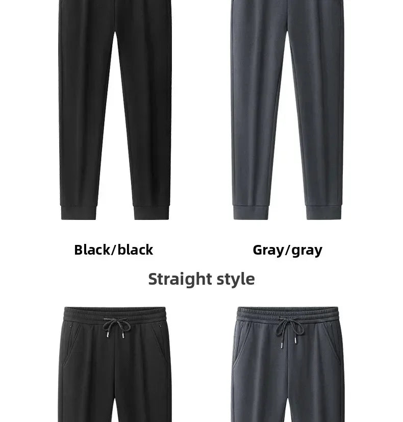 Men's Plus Size Pants Thickened Fleece Lined Thickened Autumn Winter Casual Trousers Loose Warm Outerwear Cold Proof Clothing.