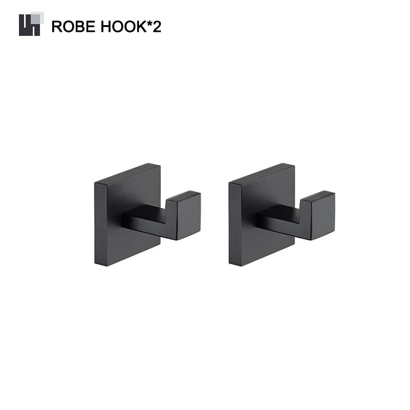 Schwarz Bad zubehör Edelstahl Set Wandre gal Handtuch halter Handtuch halter Taschentuch halter Kleider haken Toiletten bürste Anhänger