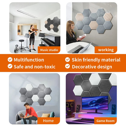 TOUO Sound Absorbing Panel 12 Pcs Studio Acoustic Panel High Density Insulation Acoustic Treatment Drum Room Wall Soundproofing