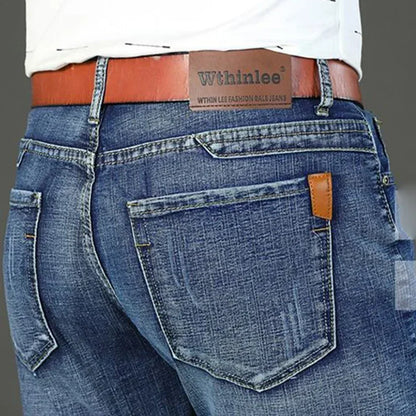 Luxury Men High Quality Pants Clothing Men Classic Business Casual Jeans 2025 New Male Fashion Blue Slim Stretch Denim Trousers.