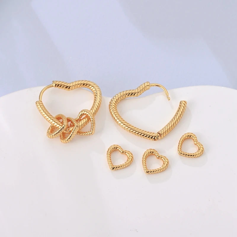 925 Sterling Silver Gold Color Circular Hoop Earrings Golden Earring Fit Original Charms Diy Fine Jewelry For Fashion Women.