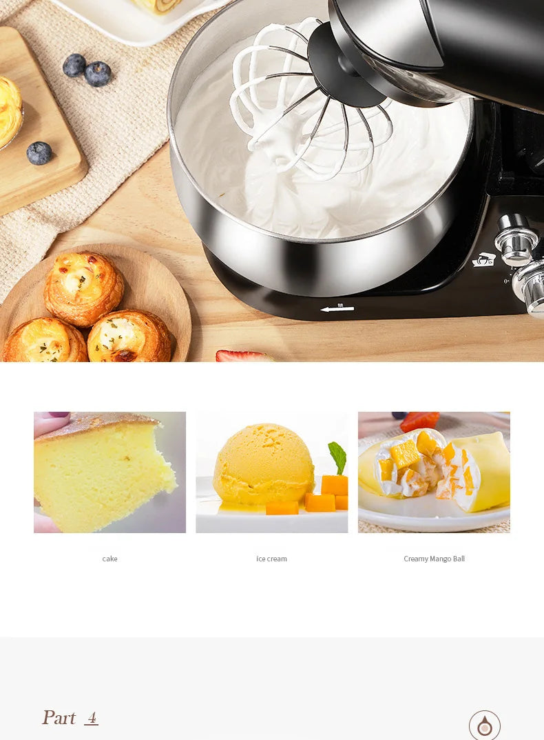 DIVEDEER Kitchen food mixer 3.5L stainless steel bowl cream egg mixture cake dough kneading machine 600W vertical mixer.