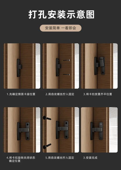 Riegel Riegel Indoor Non-Punch Türschloss Badezimmer Schiebetür Schnalle Schiebetür Snap Altmodische oberflächenmontierte Zimmertür