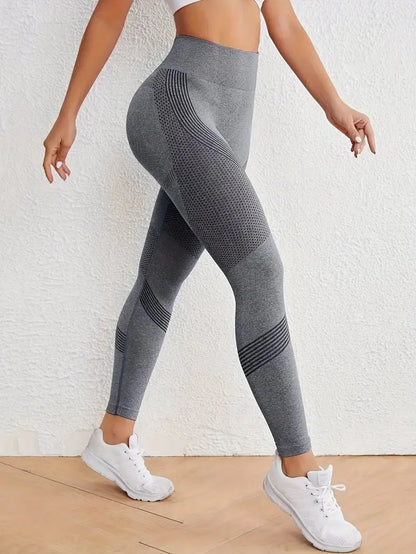 High Waisted Seamless Stretch Athletic Yoga Pants Leggings  Ultra Breathable Quick-Drying for Running Fitness Solid Colors.