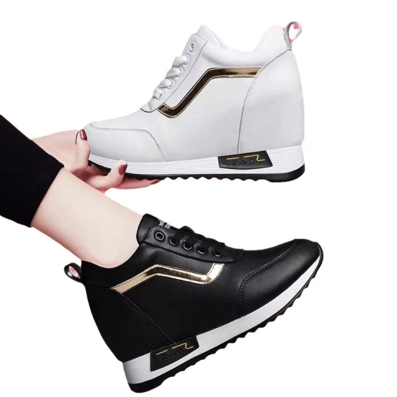 Hot Sale Hidden Heel Women's Shoes Casual Fashion High Quality 2025 New Leather Korean Version Thick Bottom Women Sports Shoes.