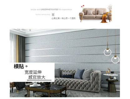 Hirschhaut Samt horizontal gestreifte Tapete Wohnzimmer Schlafzimmer gestreifte Film- und Fernsehwand 3D-Relief verdickte Tapete