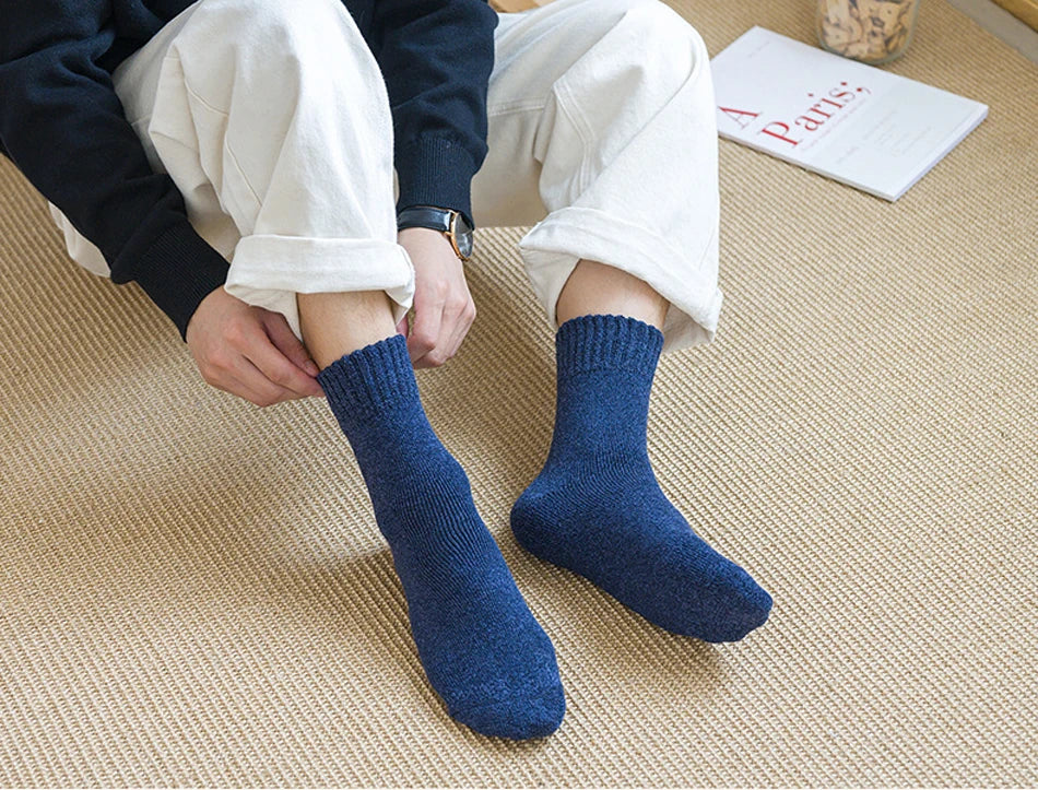 5 Pairs Winter Warm Men’s Socks thick Male Women Socks Super Thicker Solid Socks Winter Socks Against Cold Snow Terry Socks.
