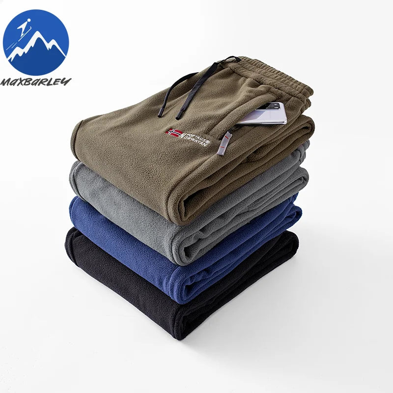 Men's Wool Sweatpants 2024 Winter New Thickened Double-Sided Fleece Casual Trousers Jogger Men's Outdoor Down Cotton Warm Pants.