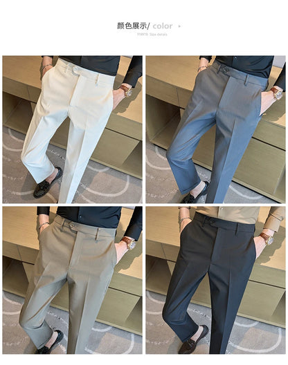 Men Suit Pants 2025 Elastic Slim Fit Formal Dress Pants Solid Casual White Trousers Pantalon Homme Wedding Party Men Clothing.