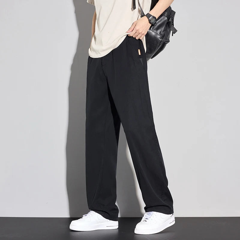 2025 Summer Thin Men's Soft Lyocell Casual Pants Breathable Fashion Solid Color Simple Male Trousers Brand Clothing.