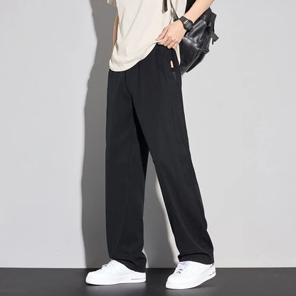 2025 Summer Thin Men's Soft Lyocell Casual Pants Breathable Fashion Solid Color Simple Male Trousers Brand Clothing.