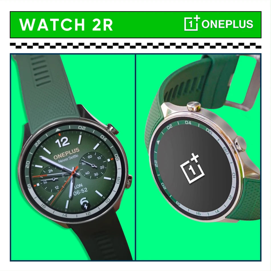 2024 Smartwatch OnePlus Watch 2R 1.43'' AMOLED Screen Snapdragon W5 Gen 1+BES2700 100H Battery Life WiFi Wear OS by Google GPS.
