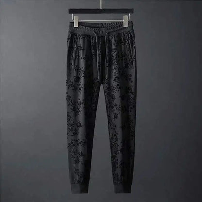 Spring Summer New Men Suits Simple Jacquard O-Neck Long Sleeve Thin T-shirts And Pants Two piece Set For Men's Trendy Outfits.