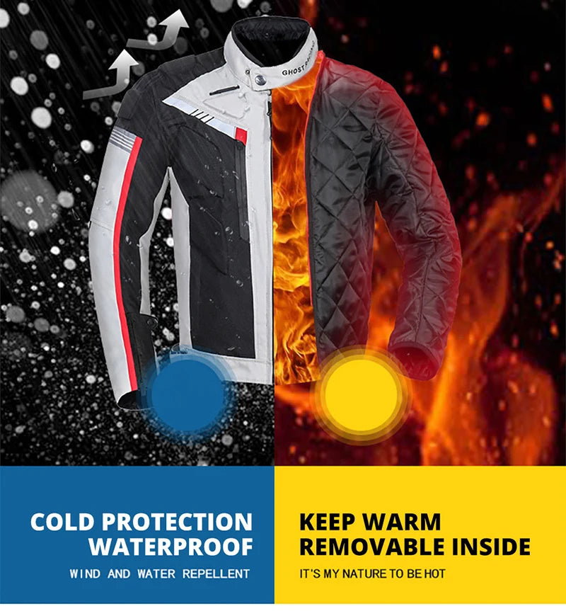 GHOST RACING Motorcycle Racing Jacket Man Waterproof Dirt Bike Pants Set With Protection Racing Suit Motocross Jacket Motor Suit.