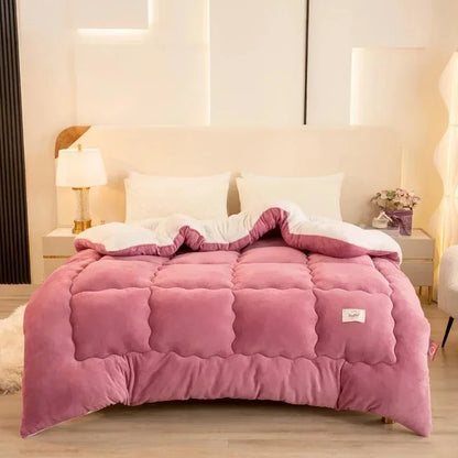 Winter Quilt Blanket Double Sided Velvet Lamb Cashmere Double Bed Quilts King Queen Full Size Bed Duvet Thicken Comforter Core