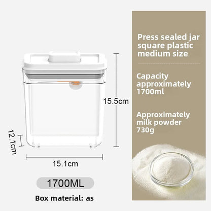 Square press storage tank sealed tank kitchen grains plastic candy jar fruit powder box transparent storage tank
