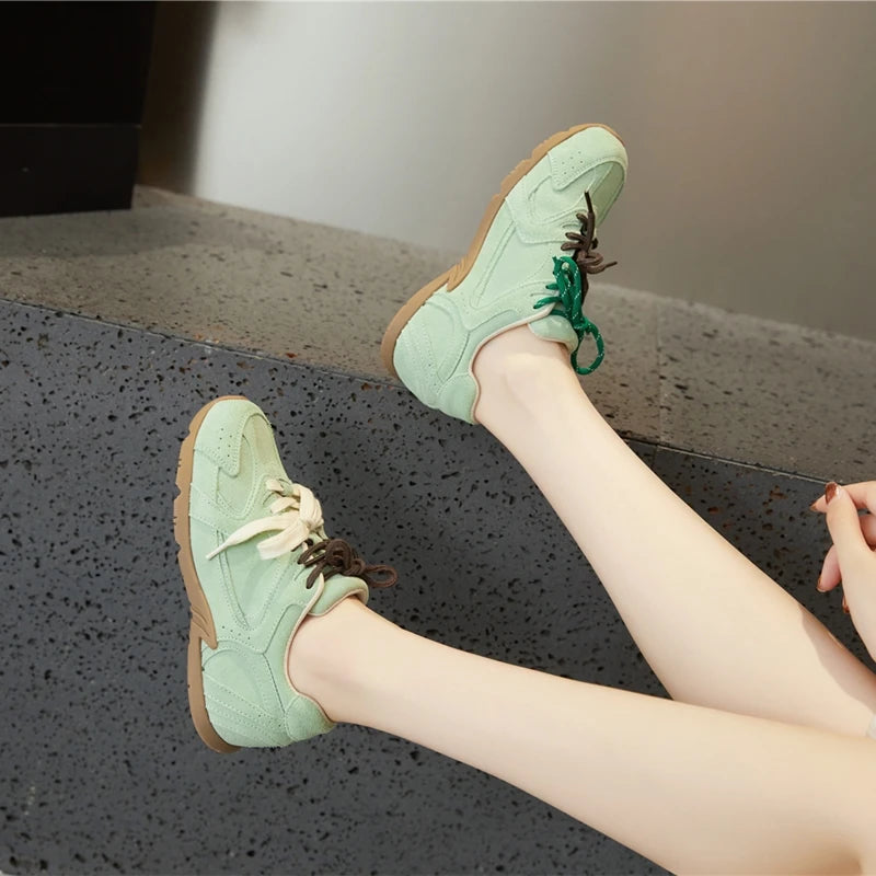 AIYUQI Women Sneakers New Genuine Leather Retro German Training Shoes Women Winter Velvet Fur Flat Casual Shoes Women.