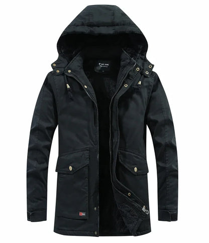 Parkas Coat Military Windproof Hooded Jackets Man Washed Cotton Thick Fleece Casual New  Winter Warm Varsity Jacket Men