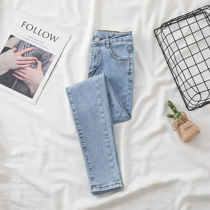 High Waist Slim Fit Jeans Women's Spring Summer Autumn Fashionable Nine Points Elasticity Pencil Pants Tightening And Lengthenin