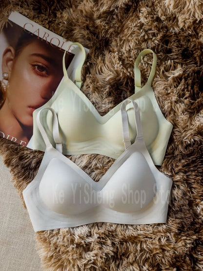 Small breast seamless bra Women's small breast push-up comfortable non-underwire soft support closed breast bra.