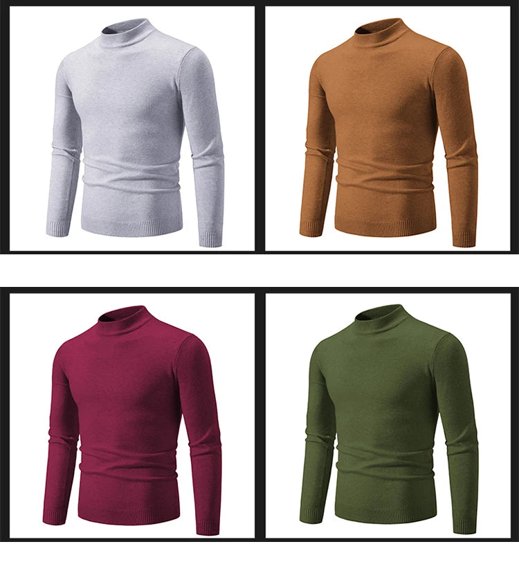 New Autumn Winter Designer Fashion Half Turtleneck Knitted Sweater High Quality Mens Casual Solid Color Warm Women Sweaters.