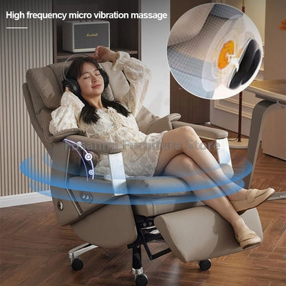 Ergonomischer Büro-Elektrostuhl, verstellbare Rücklehne und Höhe, Leder-Computerstuhl, Gamer Home, bequeme drehbare Schreibtischstühle