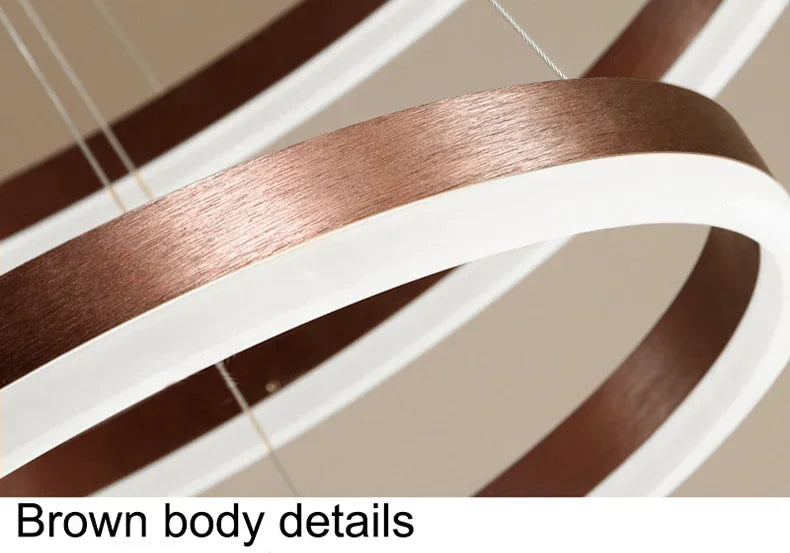 2025, moderner LED-Deckenleuchter für Zuhause, gebürstet, runde Ringe, montierte Anhängerbeleuchtung, Wohnzimmer, Gold, Kaffeefarbe, Hängelampe