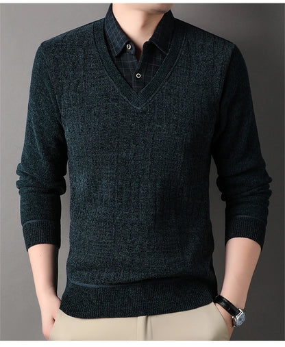 Winter Men Fleece Sweater Thickened Pullover Shirt Collar Sweaters Velvet Clothing Autumn Winter Jumpers Fashion Knitwear.