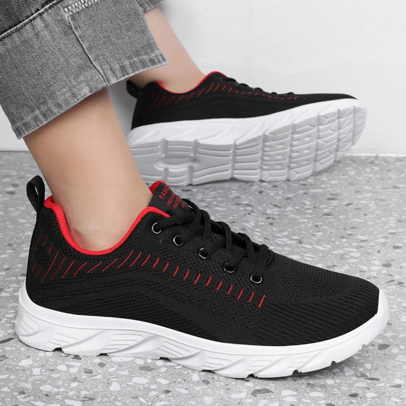 Men's Trendy Lace Up Knit Sneakers Casual Outdoor Athletic Running Walking Gym Shoes.