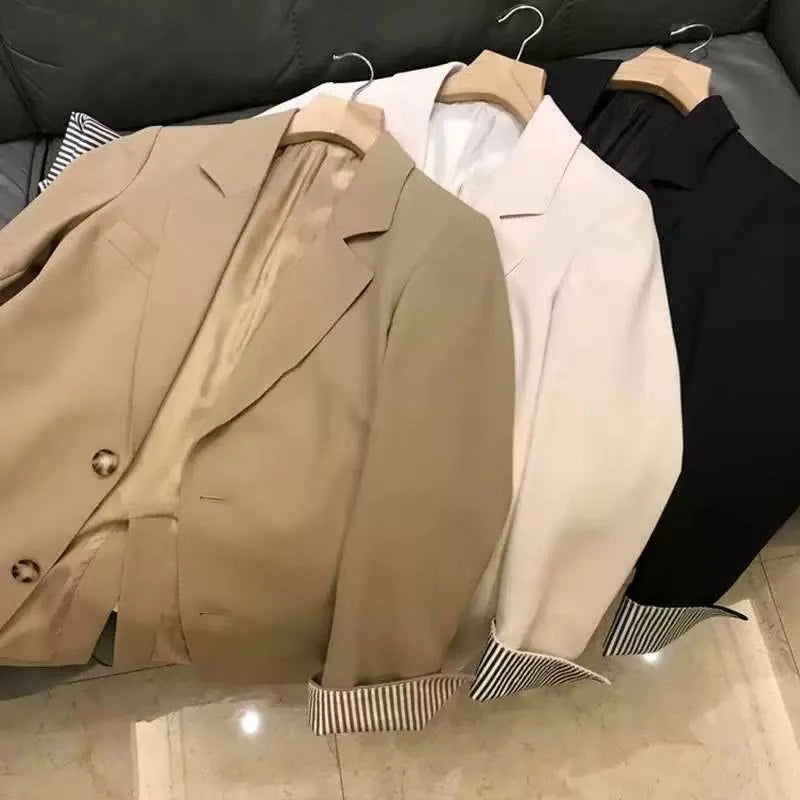 Casual Blazer for Women Korean Elegant Office Ladies Single Breasted Suit Jacket Y2K Autumn Loose Streetwear All Match Outerwear.