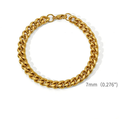 Gold Color Stainless Steel Cuban Chain Men's Bracelet Simple Retro Bracelet For Women Hip Hop Jewelry Trend Accessories Gift.