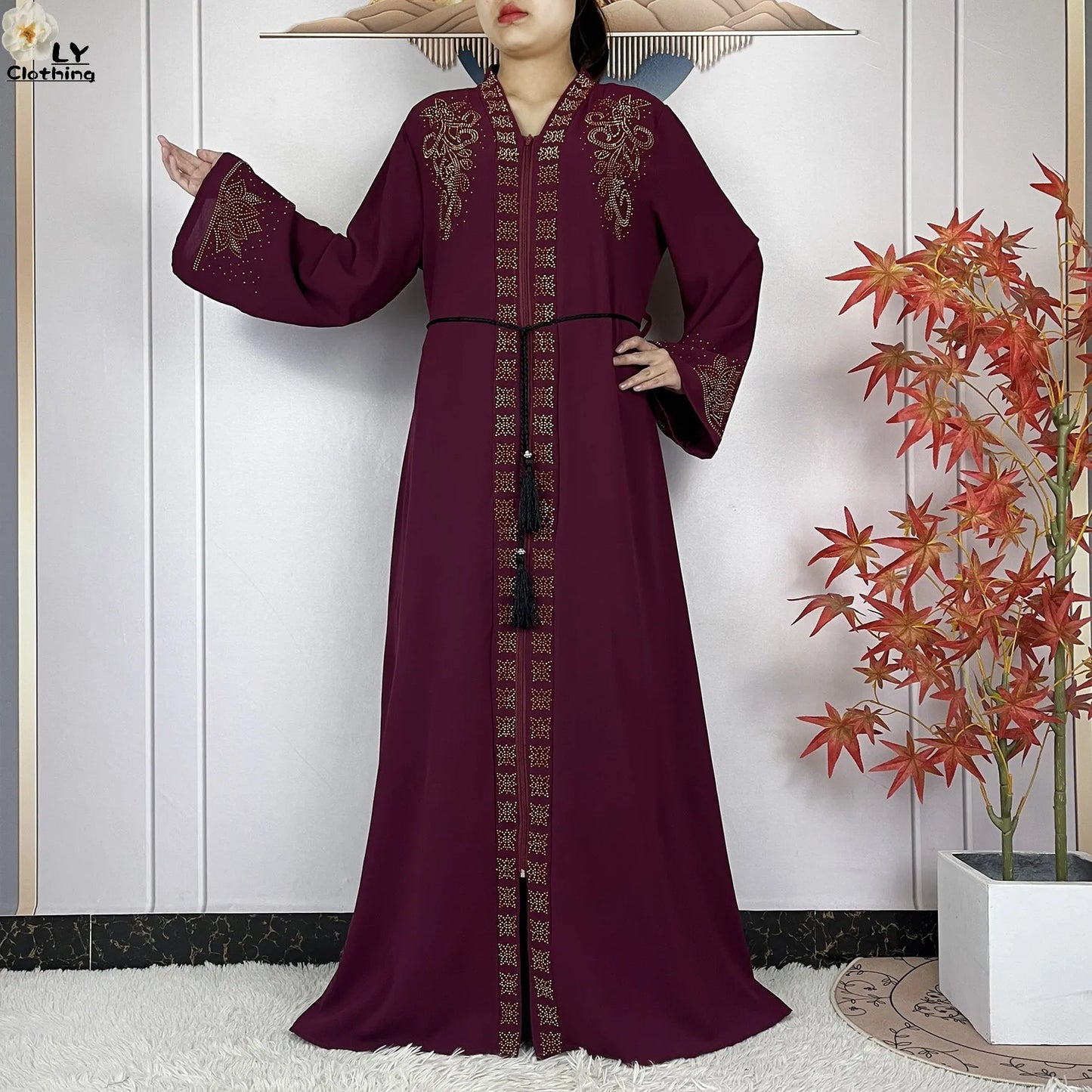 2024 For Women Elegant Dresses Dubai Party Outfits Long Sleeved Chiffon Dashiki Muslim Women Robe Open African Abaya Clothing