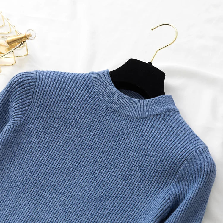 2025 weibliche Dünne Gestrickte Weiche Jumper Tops Herbst Winter Frauen Casual Pullover Pullover Taste Lange Hülse O-ansatz Chic Pullover