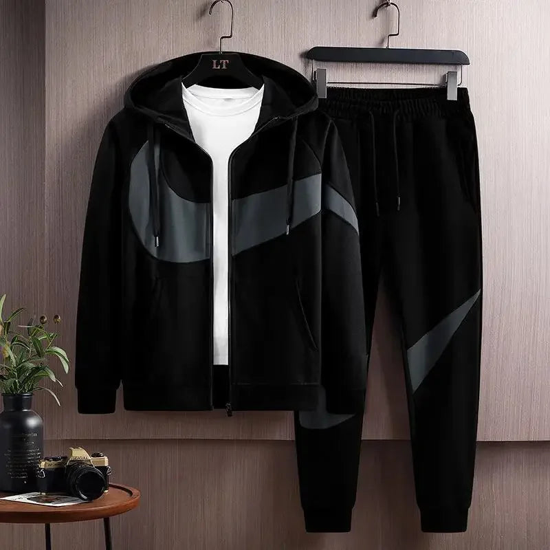 Autumn Winter Loose Hooded Long Sleeve Zipper Jacket Pants Trendy Set Men's Clothing New Hot Sale Of The Season Style Casual Out.