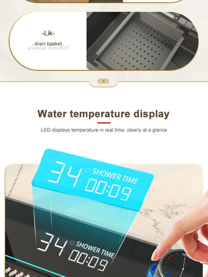 Wasserfall-Küchenspüle aus Edelstahl, multifunktional, groß, Einzelschlitz, Geschirrspülbecken, Küchenrenovierung