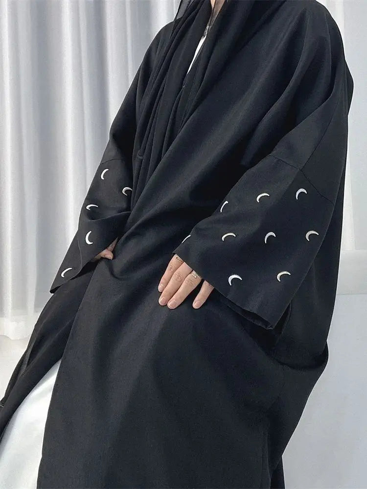 Ramadan Black Moon Abaya Kimono Kebaya Turkey Islam Muslim Modest Dress Damen Prayer Clothes Women Kaftans Robe Femme Musulmane.
