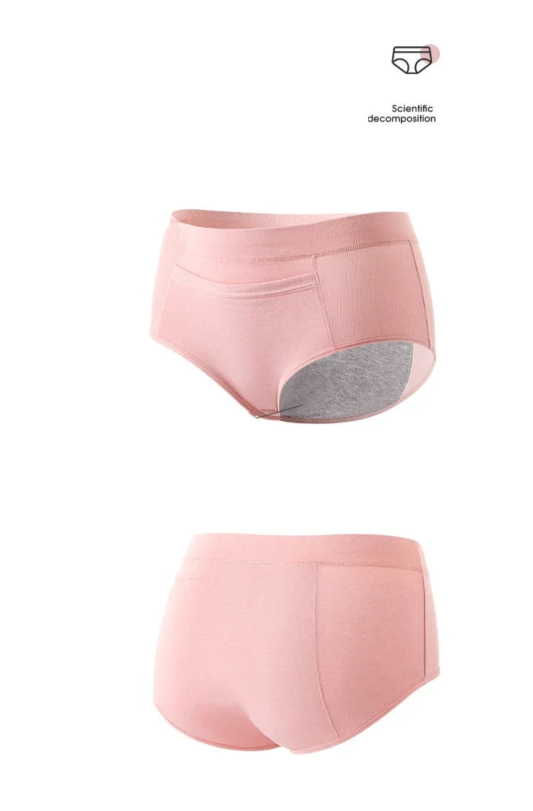 4 Pcs Women's Menstrual Period Panties High Waist Cotton Leak-Proof Underwear Absorbent Postpartum Post Surgery Period Underwear.