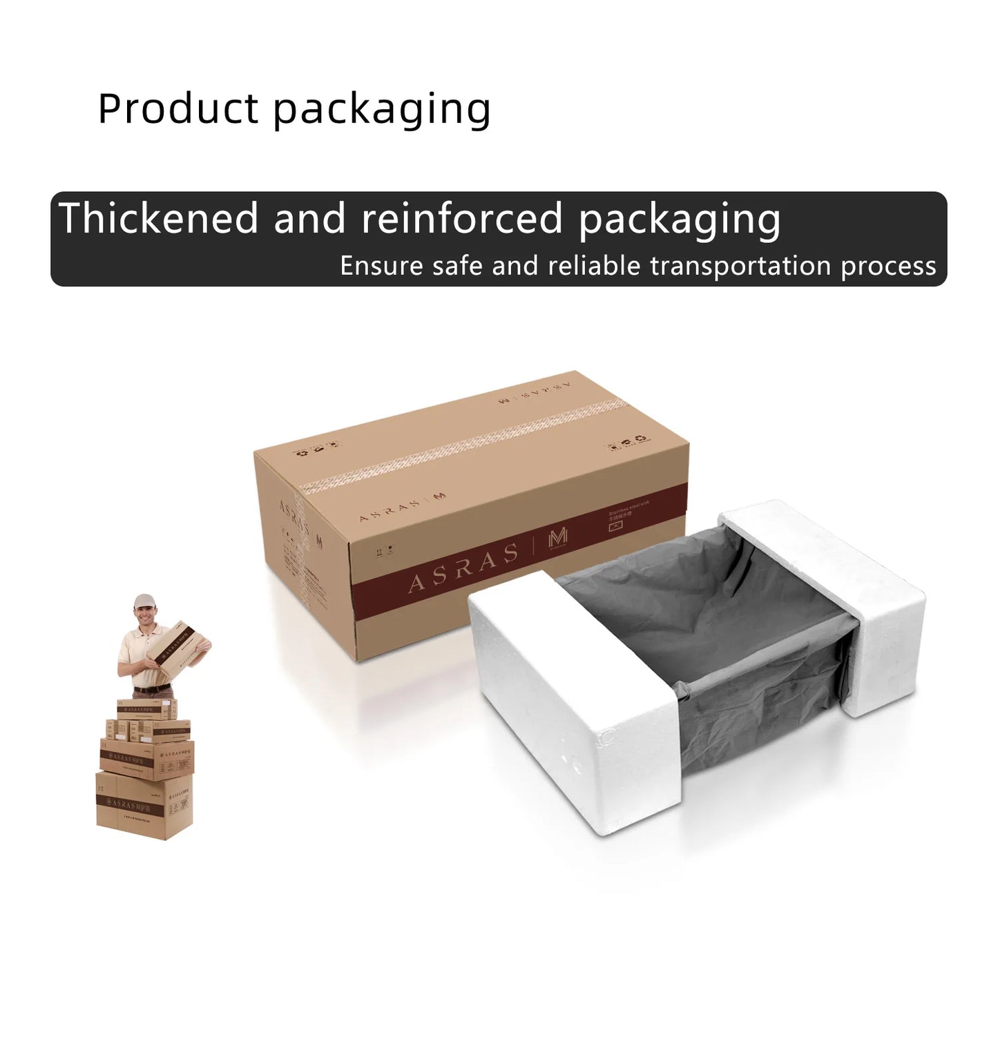 ASRAS large kitchen stainless steel nano sink with built-in waterfall faucet and large drainage outlet design