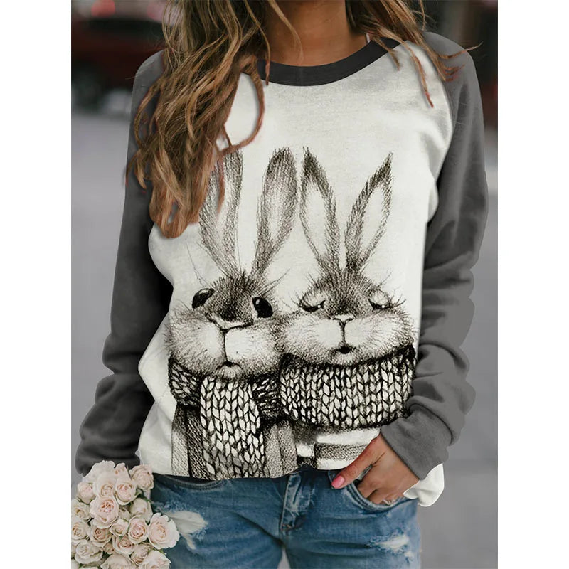 Colorful Dragonfly Hoodie Cute Rabbit 3D Print Sweatshirts Women Hoodies Streetwear Oversized Harajuku Pullovers Woman Clothing.