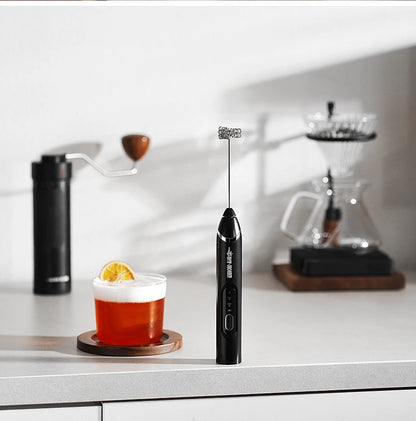 MHW-3BOMEBR Rechargeable Milk Frother Handheld Electric Foam Maker Stainless Steel Whisk Drink Mixer Foamer for Latte/Cappuccino