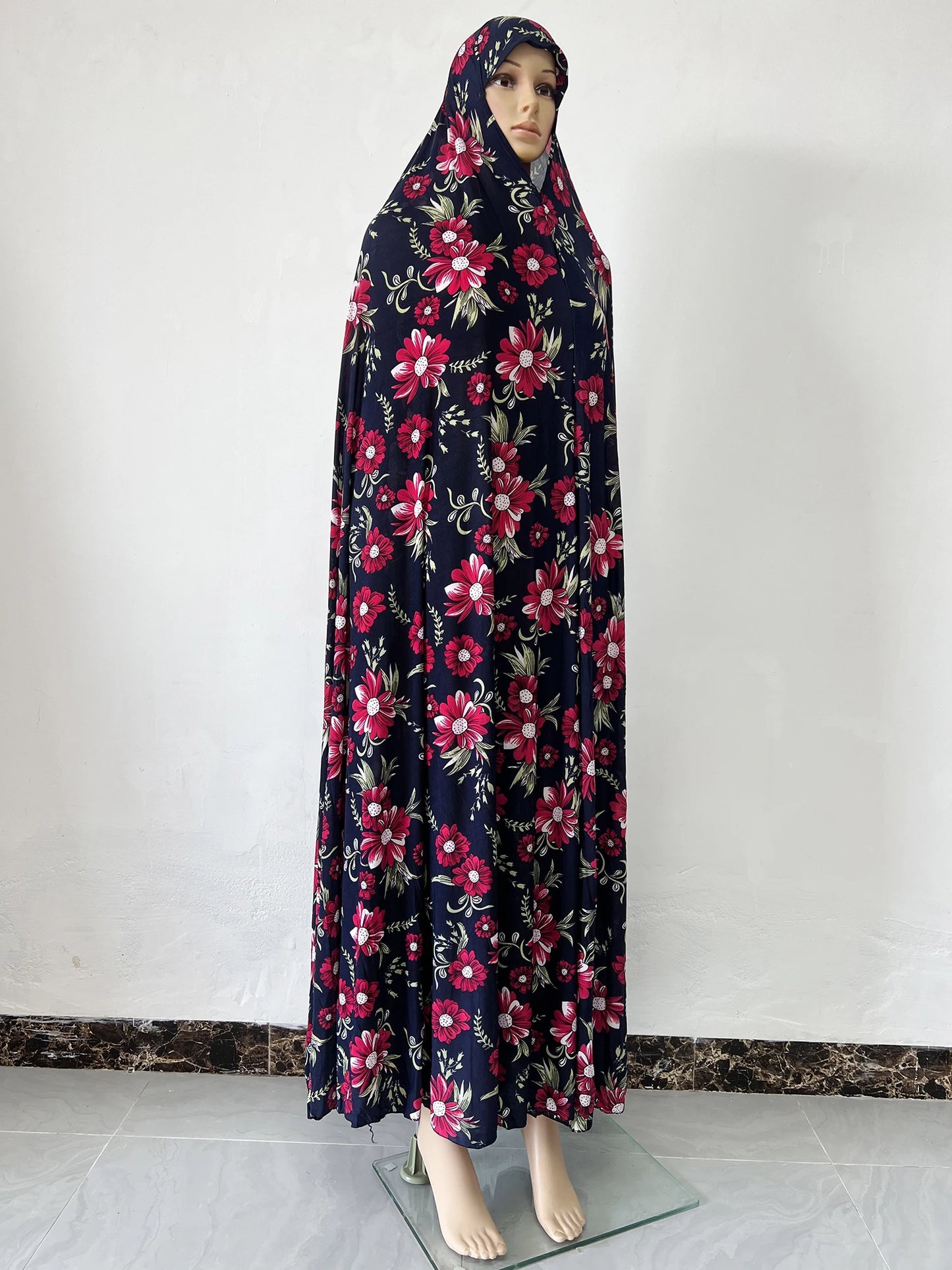 6XL  Muslim Womens Hooded Abaya African Sleeveless Prayer Garment Kaftan Dress With Hijab Floral Dubai Saudi Robe Ramadan.