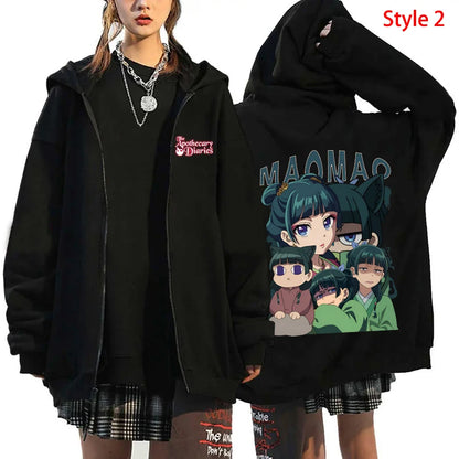 Fashion Unisex Autumn And Winter Coat Anime The Apothecary Diaries Print Zipper Hoodie Anime MAOMAO Casual Zip Long Sleeve Tops.