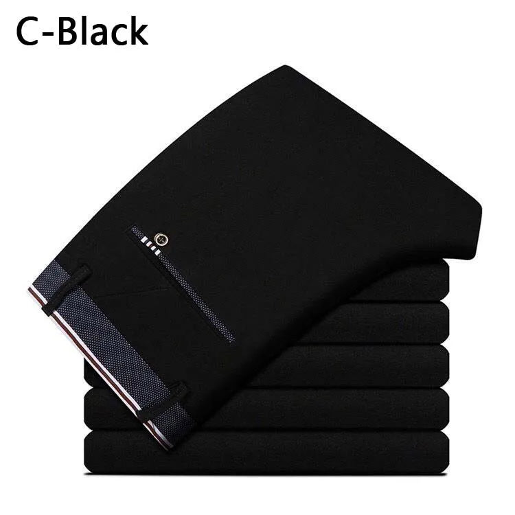 Men's Summer Fashion Business Casual Long Pants Suit Pants Male Elastic Straight Formal Trousers Plus Big Size28-40.